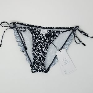 Kisuii Skinny Tie Side Hipster Palm Bikini Bottom